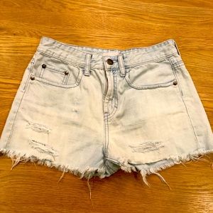 High waisted denim mom jean shorts